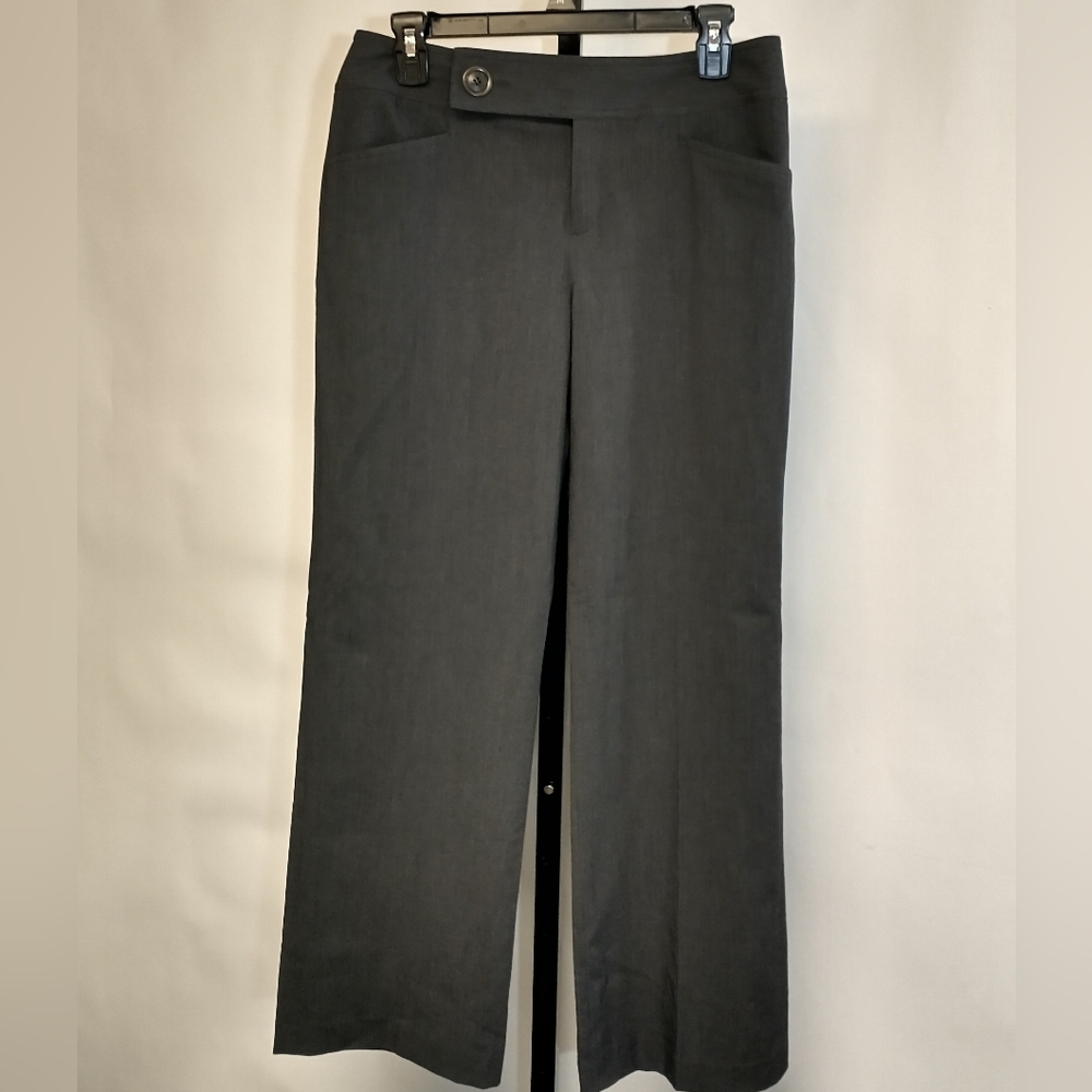 Nine West Business Casual Wide Leg Charcoal Gray Pants Size 8P